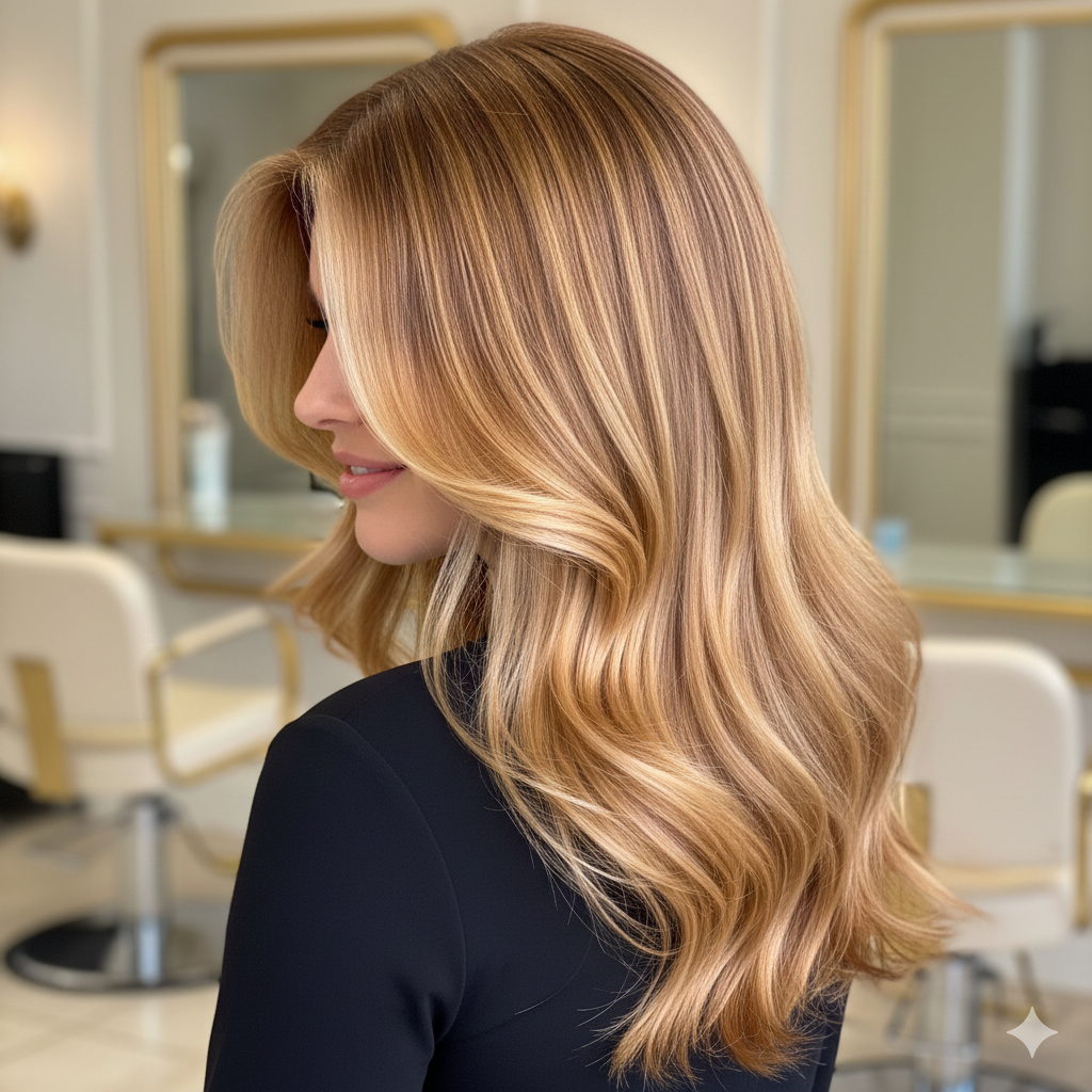 Balayage sutil en cabello castaño
